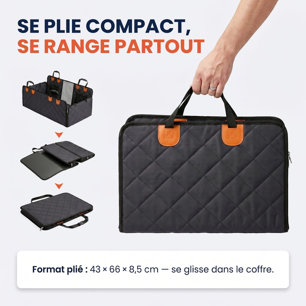 Housse de protection voiture pour chien avec base rigide