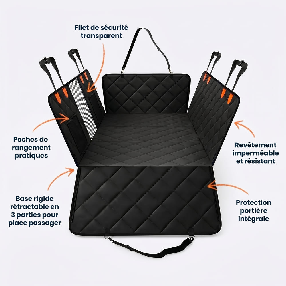 Housse de protection voiture pour chien avec base rigide