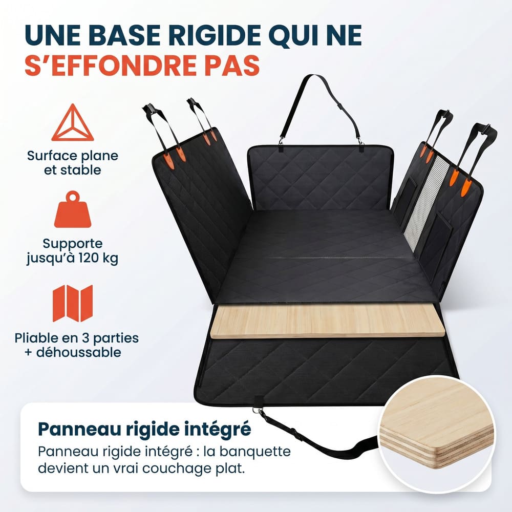 Housse de protection voiture pour chien avec base rigide