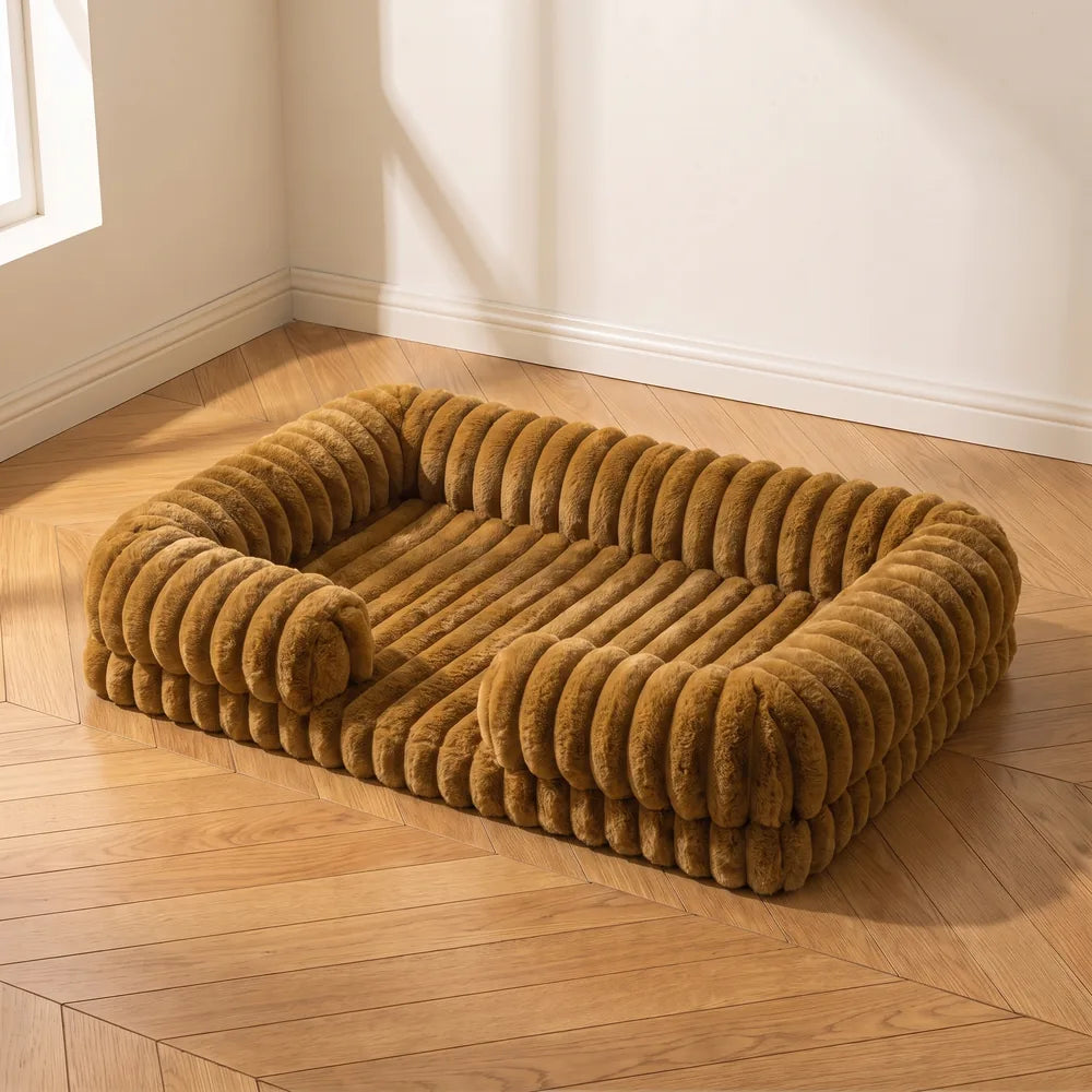 Panier orthopédique pour chien en velours côtelé