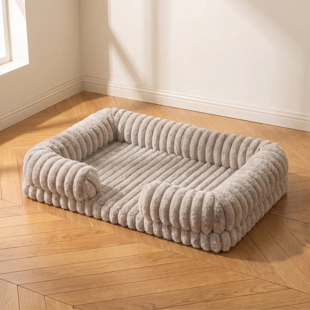 Panier orthopédique pour chien en velours côtelé