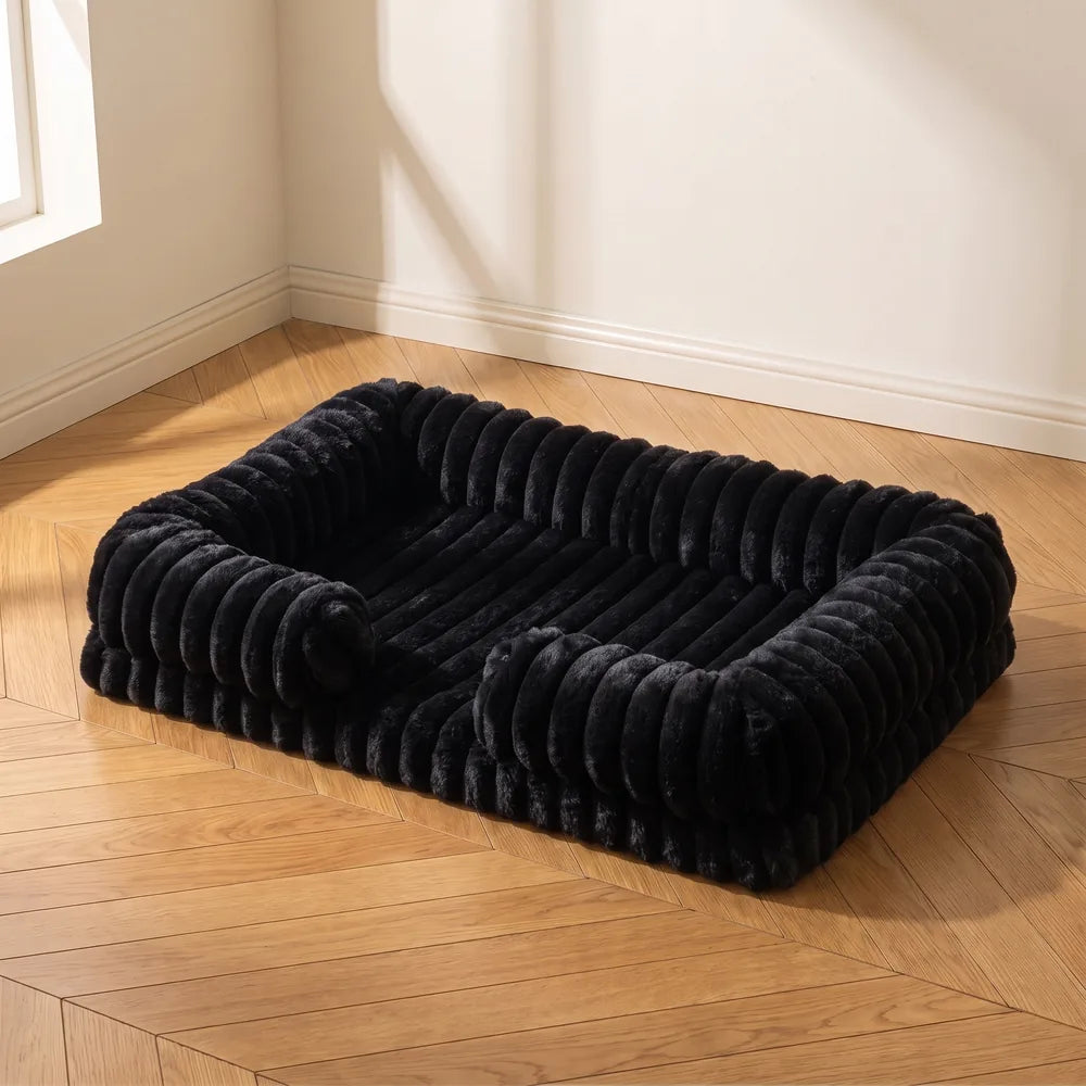 Panier orthopédique pour chien en velours côtelé