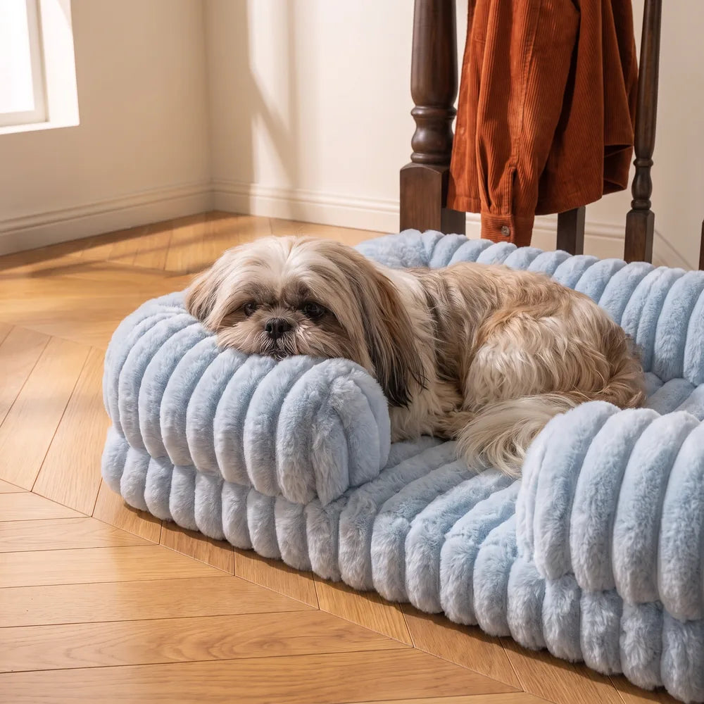 Panier orthopédique pour chien en velours côtelé