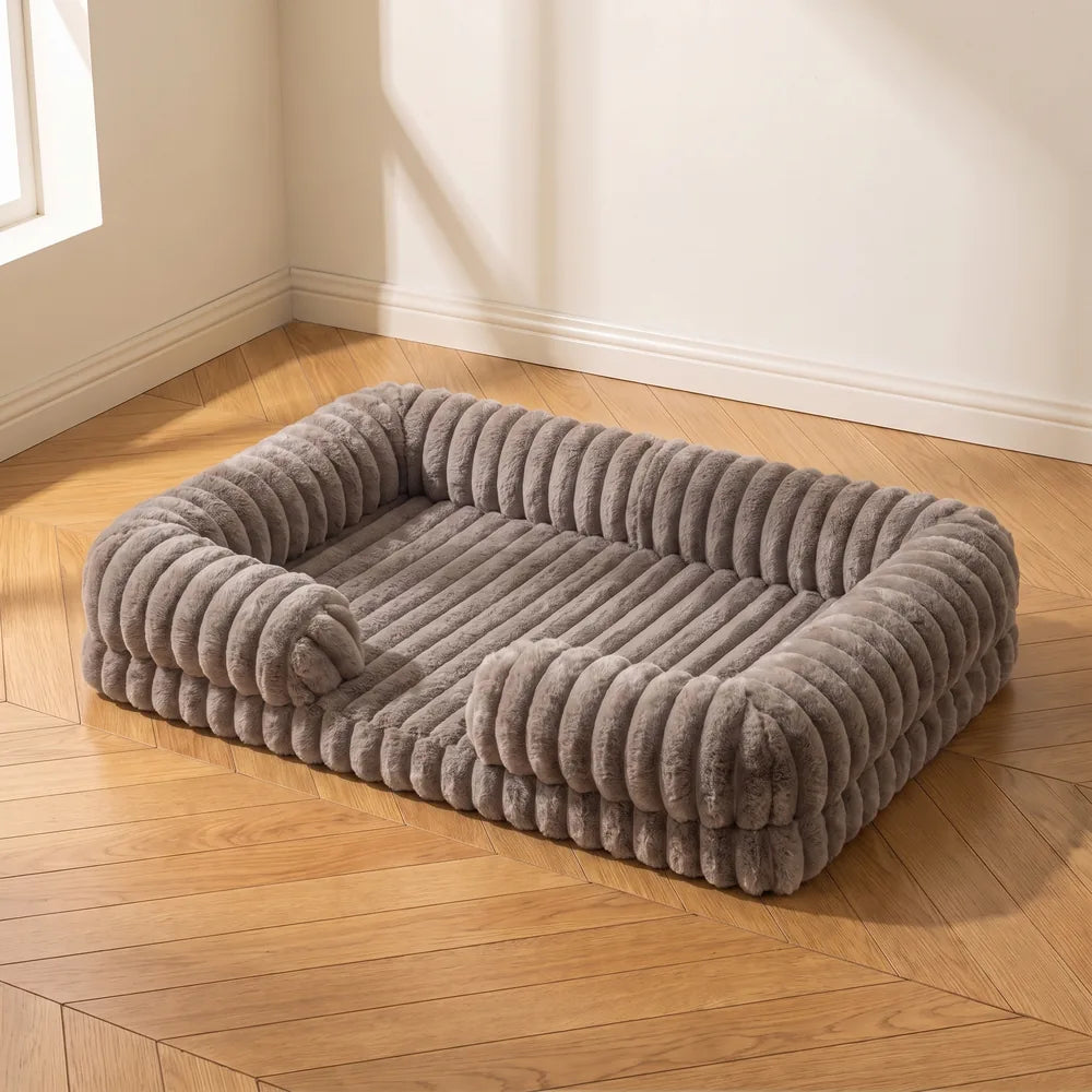 Panier orthopédique pour chien en velours côtelé