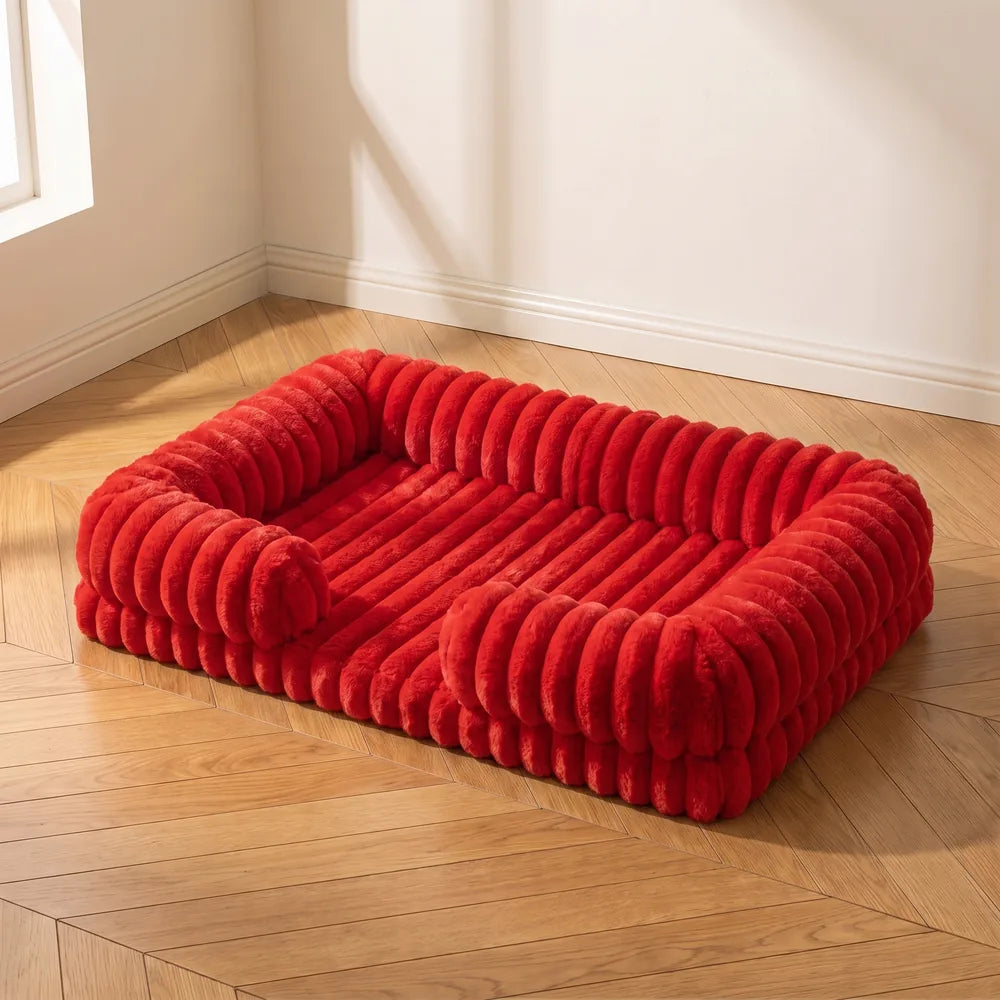 Panier orthopédique pour chien en velours côtelé