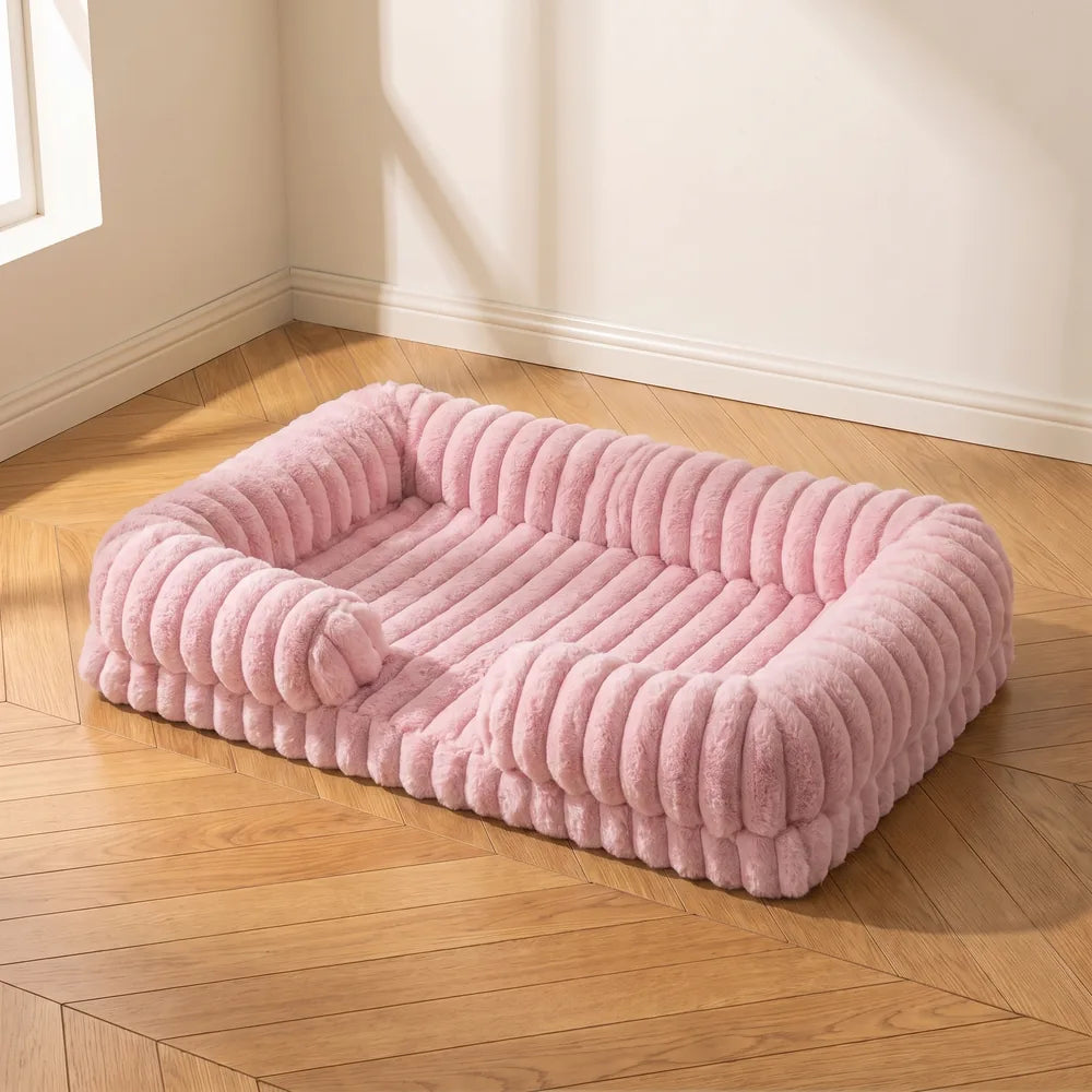 Panier orthopédique pour chien en velours côtelé