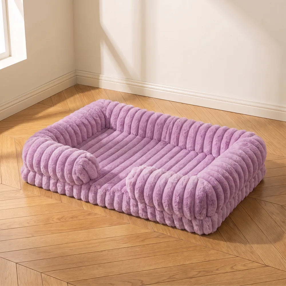 Panier orthopédique pour chien en velours côtelé