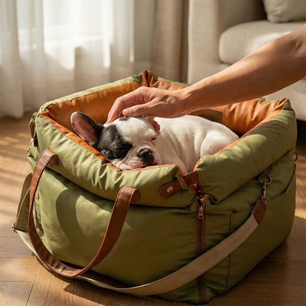 Siège auto petit chien en similicuir