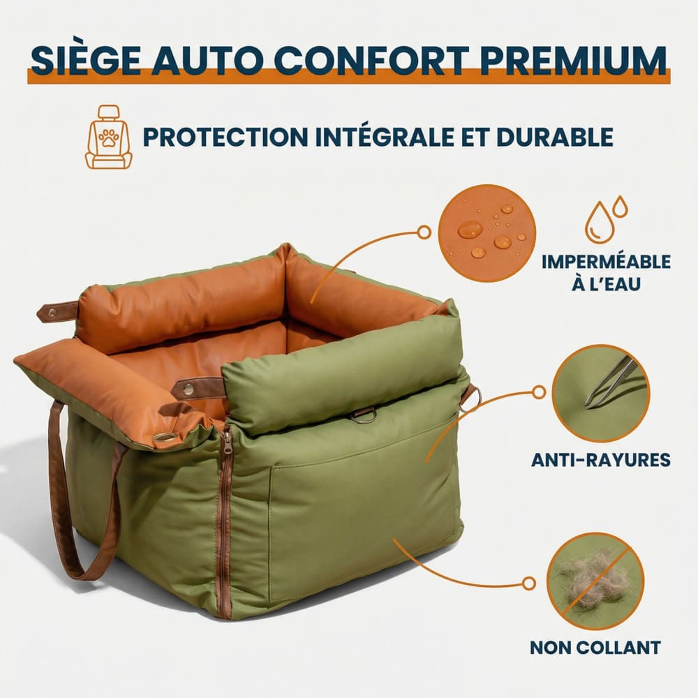 Siège auto petit chien en similicuir