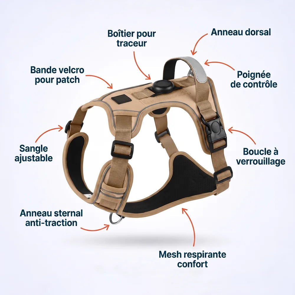 Harnais pour chien anti-traction & anti-fugue