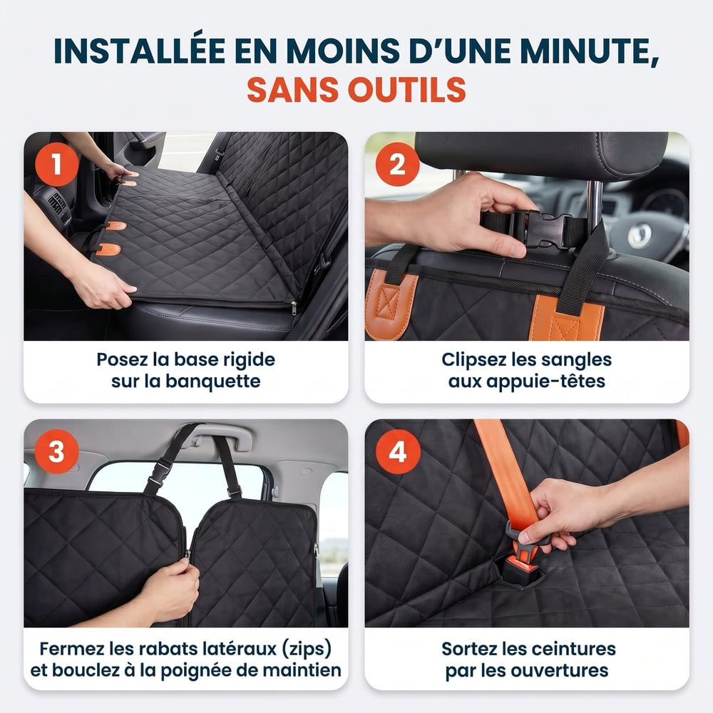 Housse de protection voiture pour chien avec base rigide