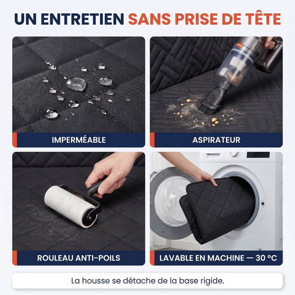 Housse de protection voiture pour chien avec base rigide