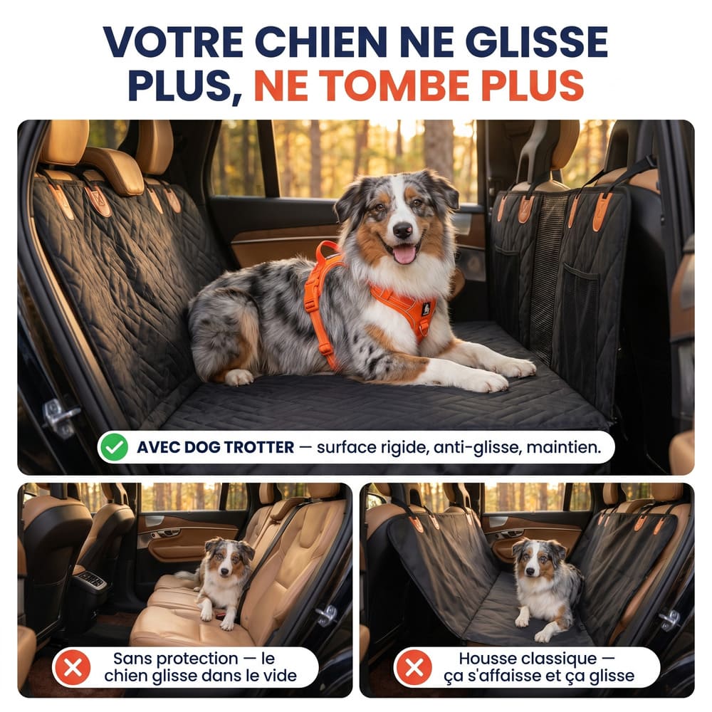 Housse de protection voiture pour chien avec base rigide