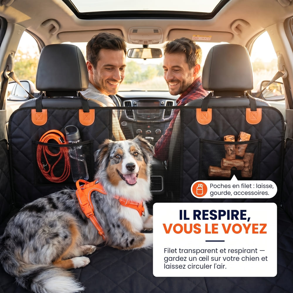 Housse de protection voiture pour chien avec base rigide