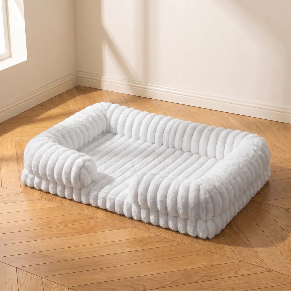 Panier orthopédique pour chien en velours côtelé