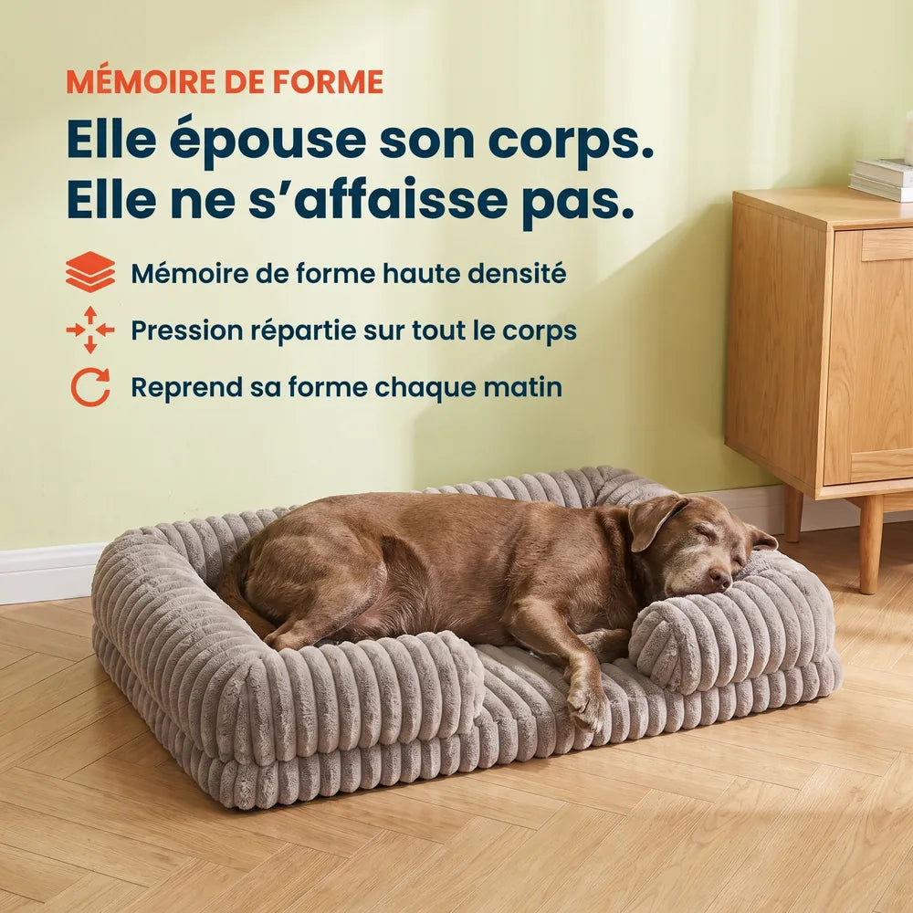 Panier orthopédique pour chien en velours côtelé