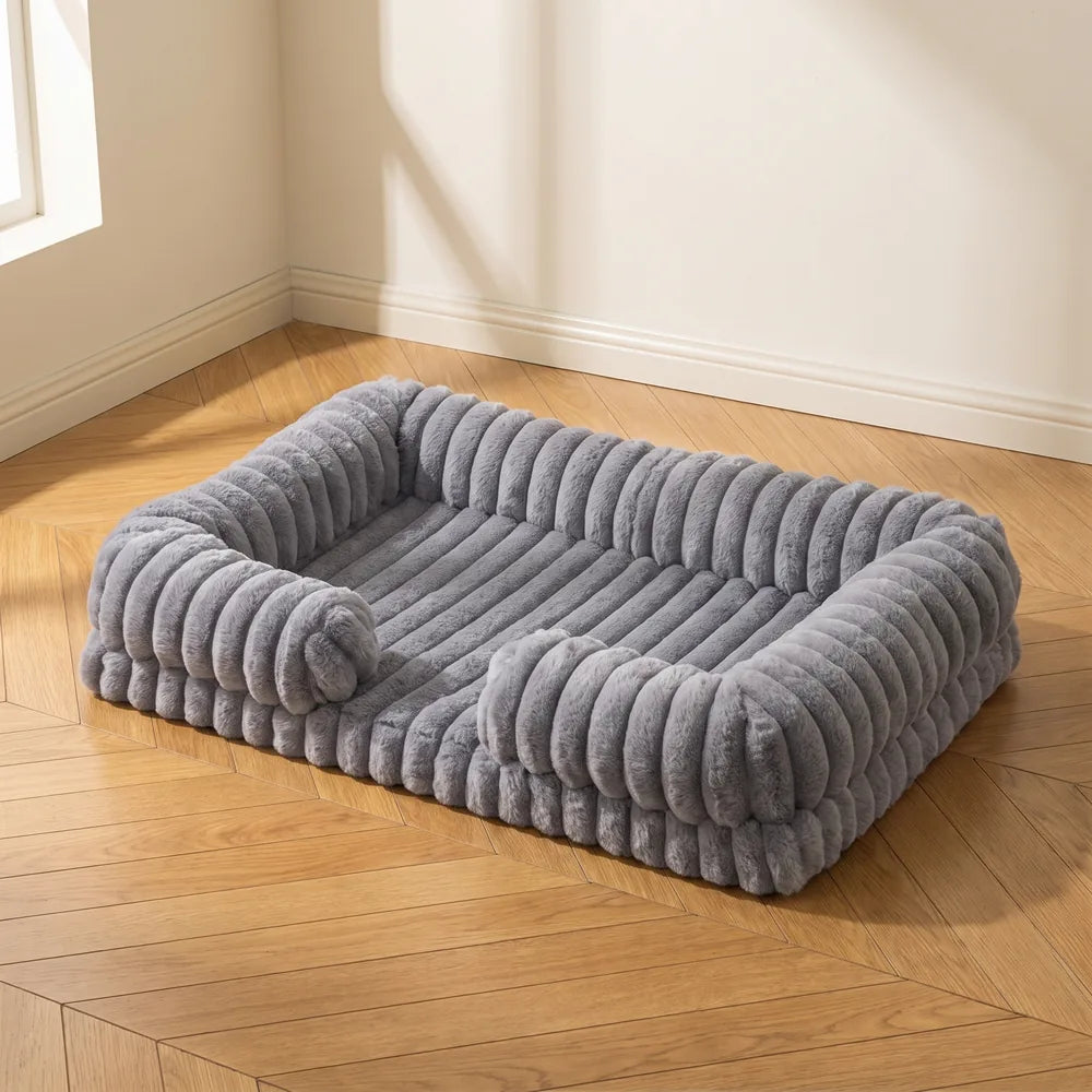 Panier orthopédique pour chien en velours côtelé