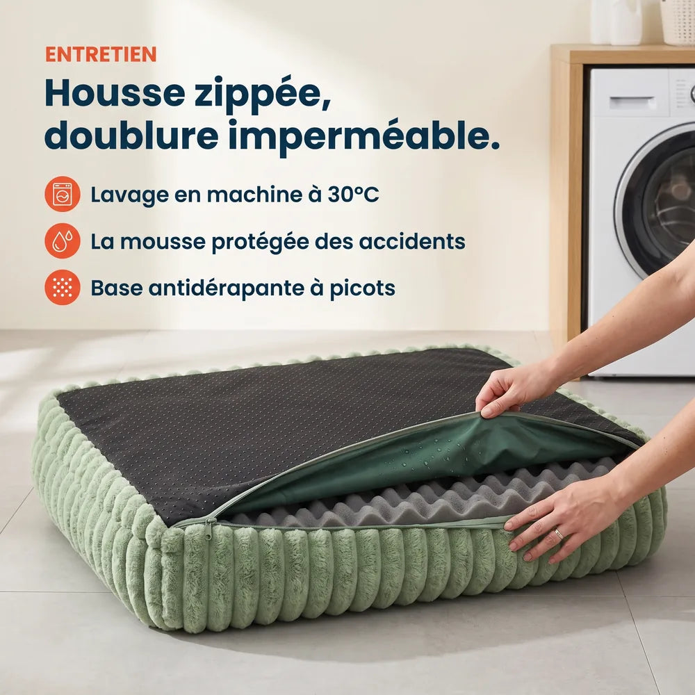 Panier orthopédique pour chien en velours côtelé