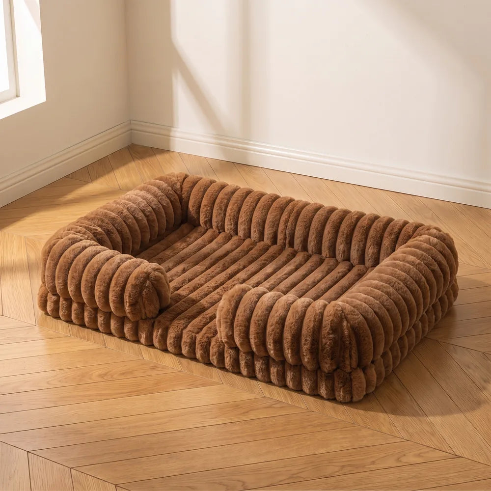 Panier orthopédique pour chien en velours côtelé