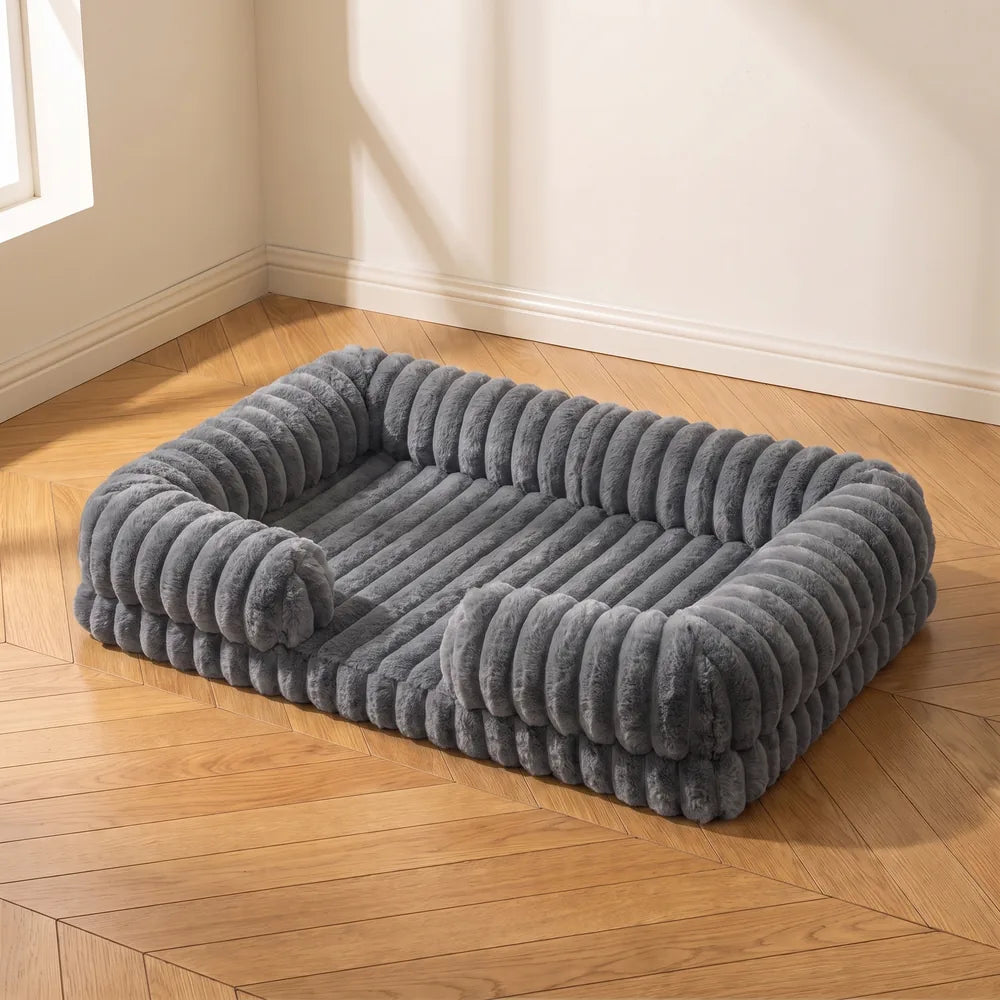 Panier orthopédique pour chien en velours côtelé