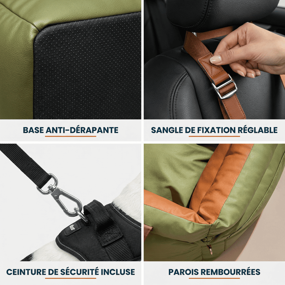 Siège auto petit chien en similicuir
