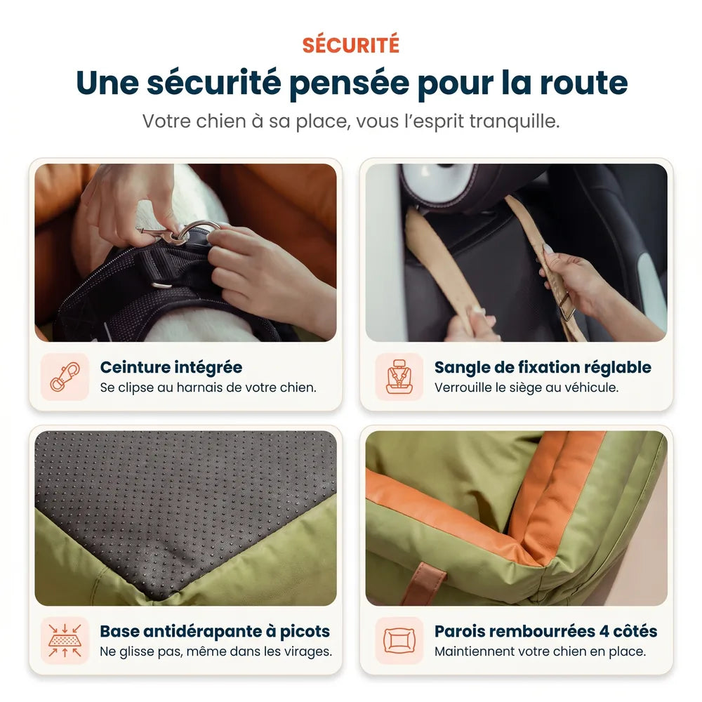 Siège auto pour chien en similicuir