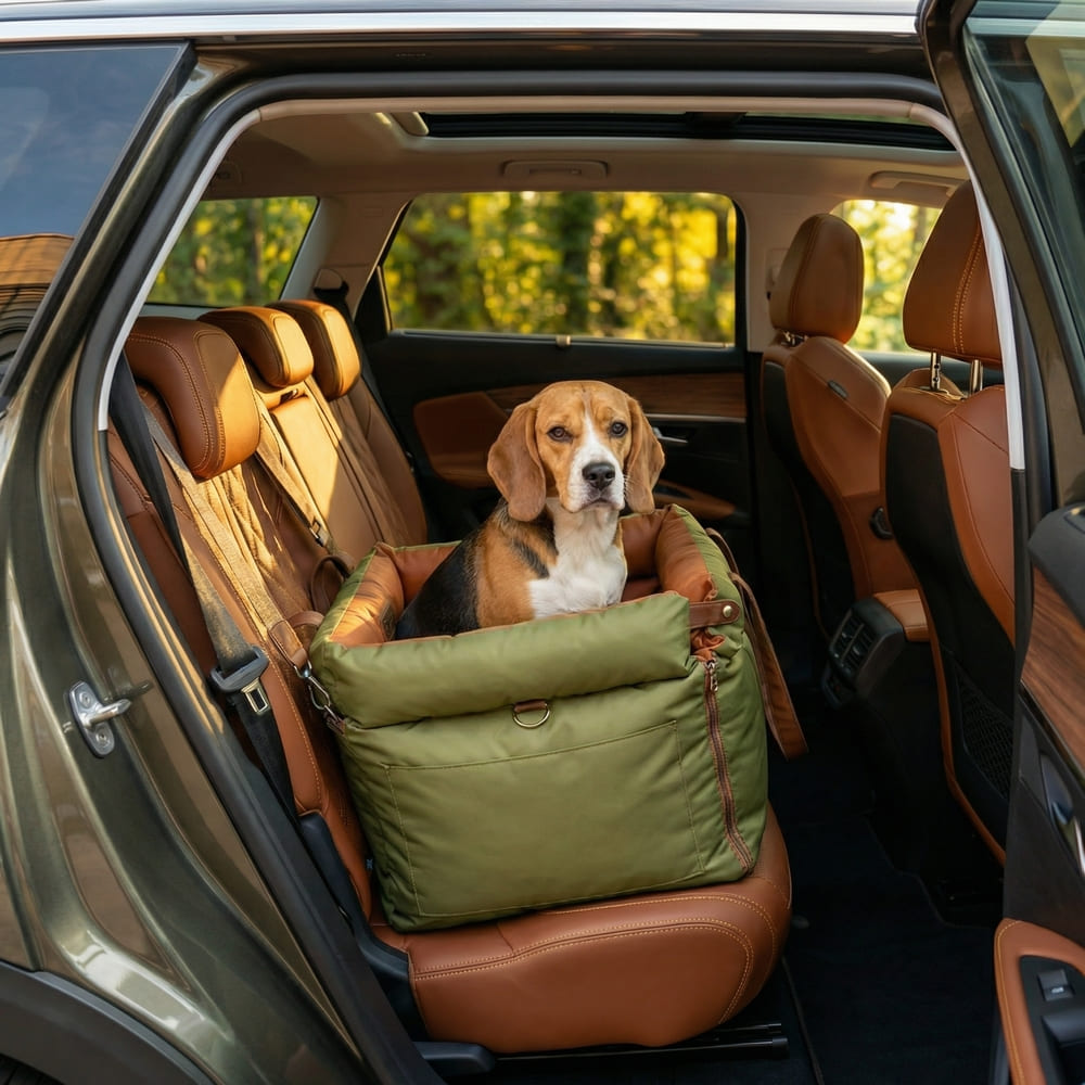 Siège auto petit chien en similicuir