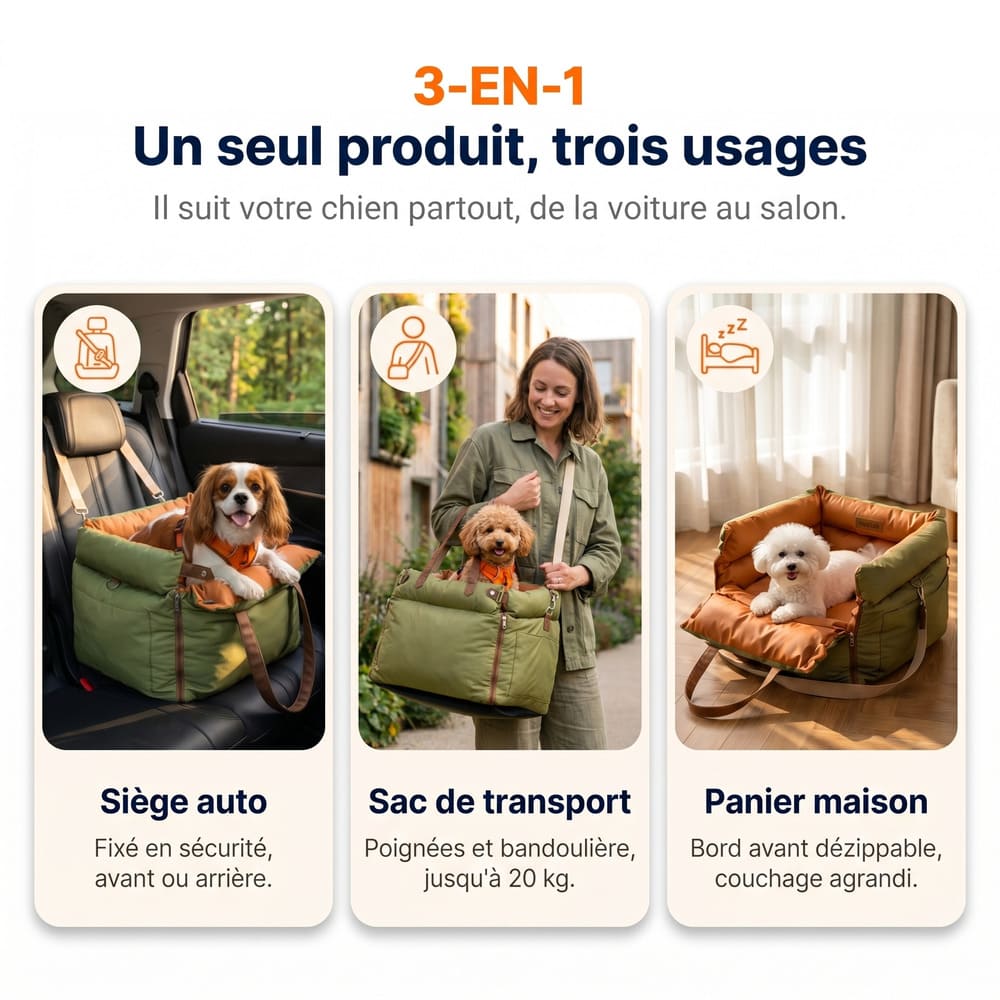 Siège auto pour chien en similicuir