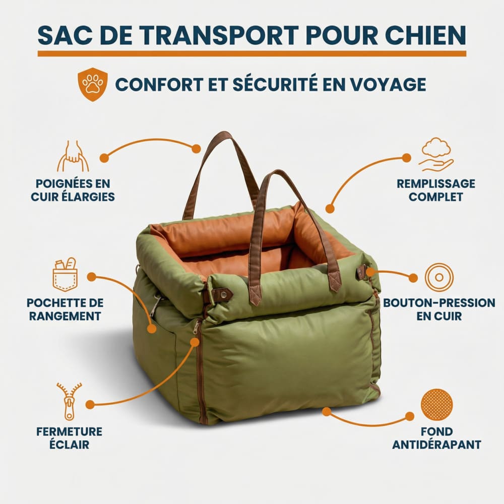Siège auto petit chien en similicuir