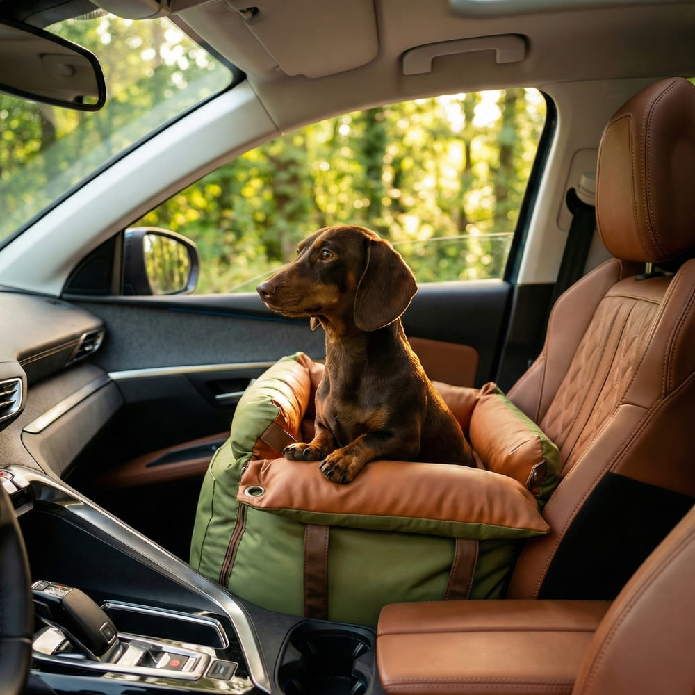 Siège auto petit chien en similicuir